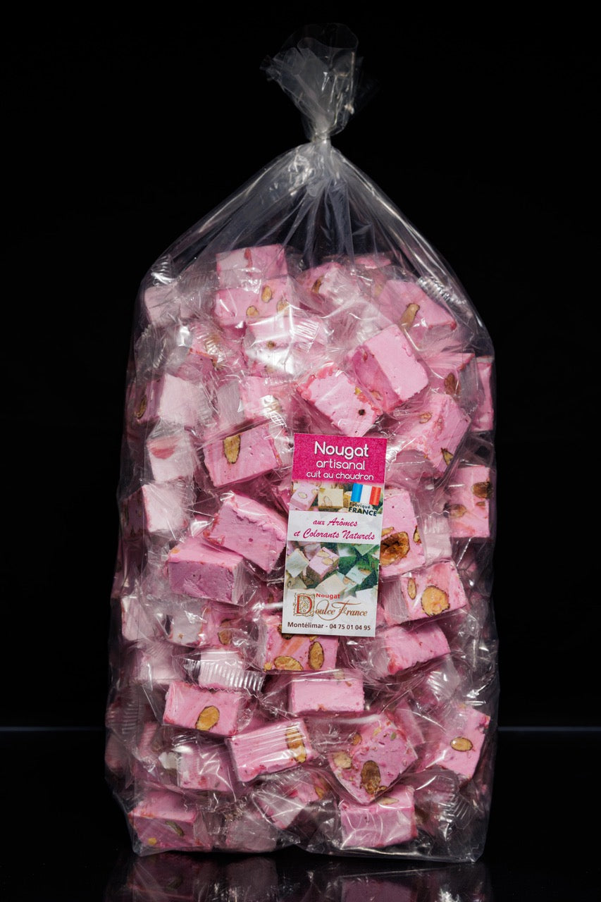 Sachet 2 Kg Nougat tendre artisanal à la framboise