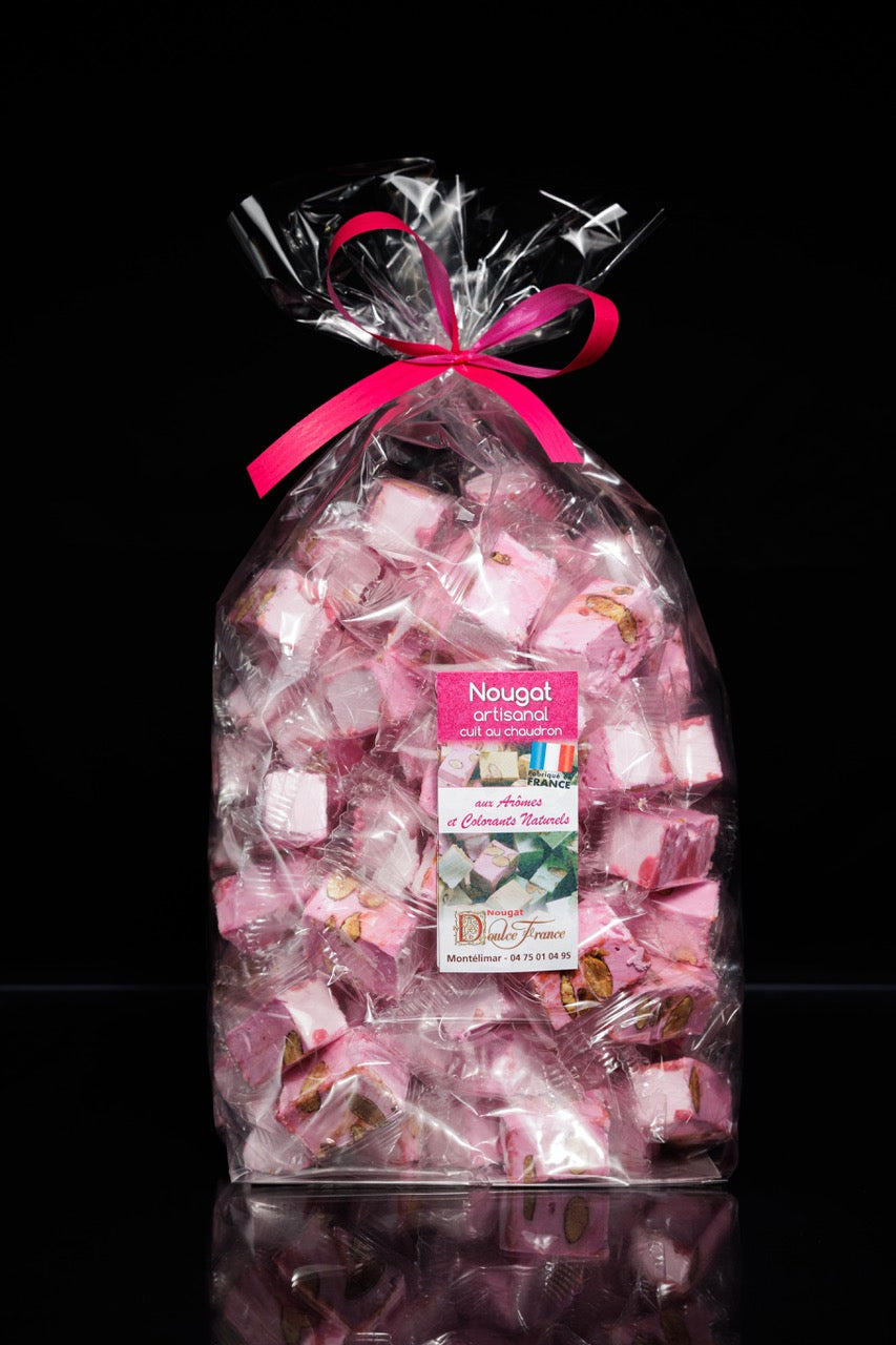 Sachet 1 Kg Nougat tendre artisanal à la framboise