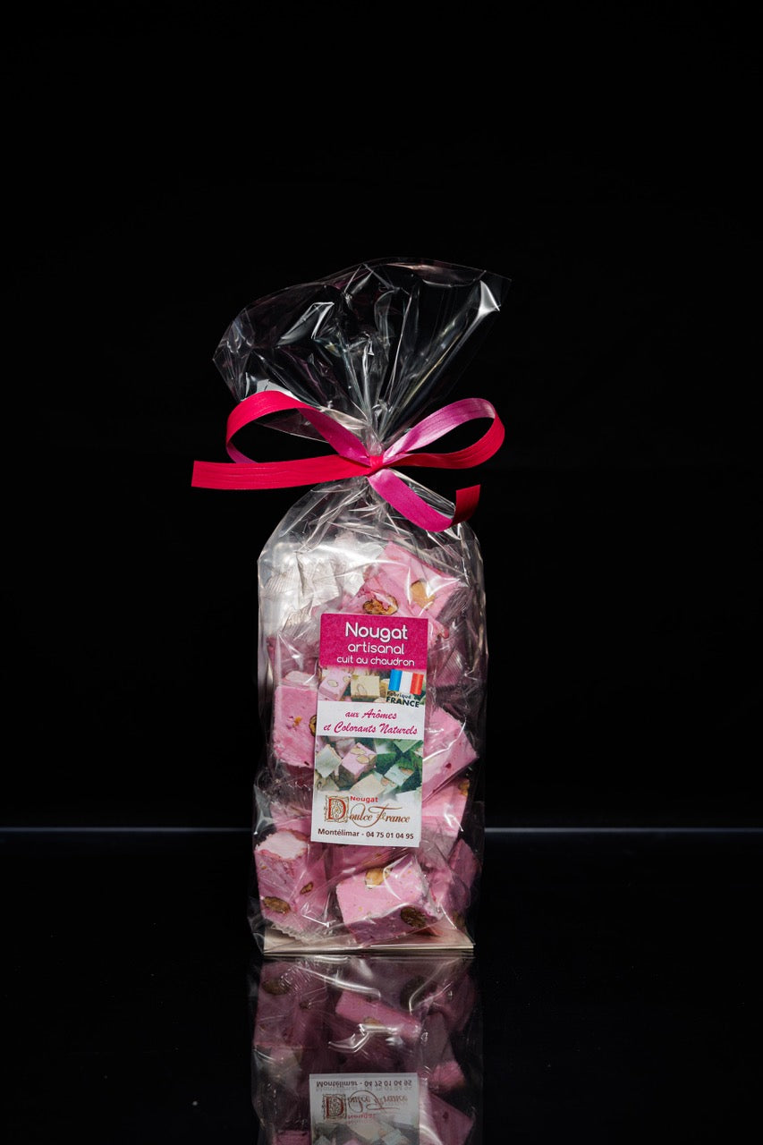 Sachet 200 g Nougat tendre artisanal à la framboise