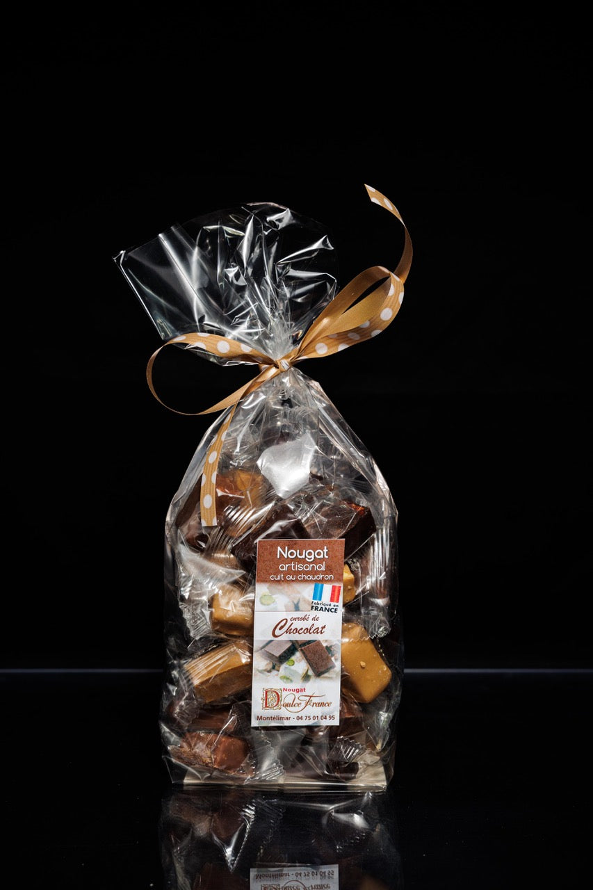 Sachet 400 g assortiment de Nougat de Montélimar au chocolat